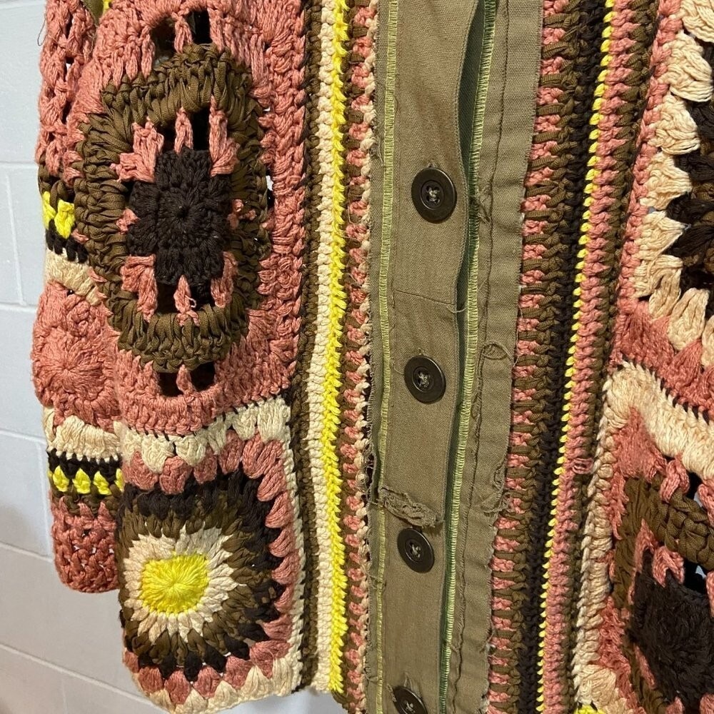 Free People Women's No Rain Oslo in Spring Jacket MEDIUM Patchwork Boho‎ Crochet - Picture 12 of 16